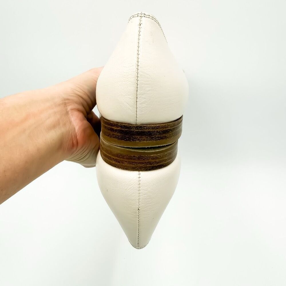 Gucci Hills Ballet Flat White Rose Gold Size 37, 7 Cap Toe GG Logo Leather - Picture 9 of 12